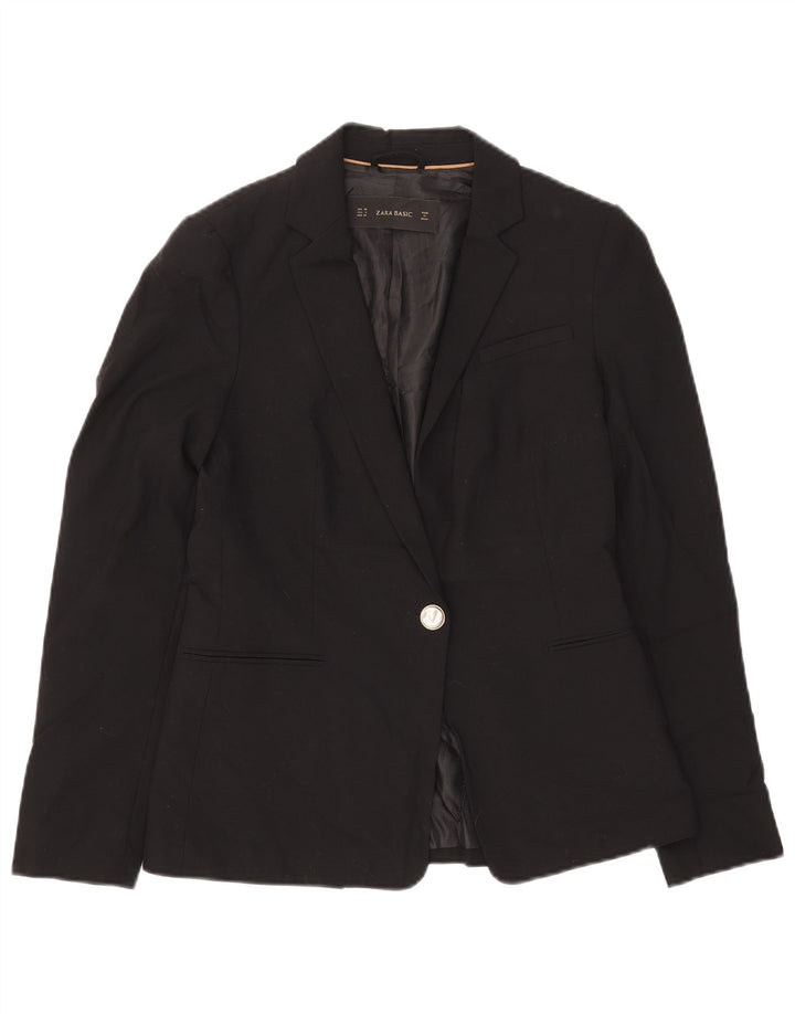 Zara Mujer Chaqueta Blazer De 1 Botón EU 36 XS Negro Poliéster