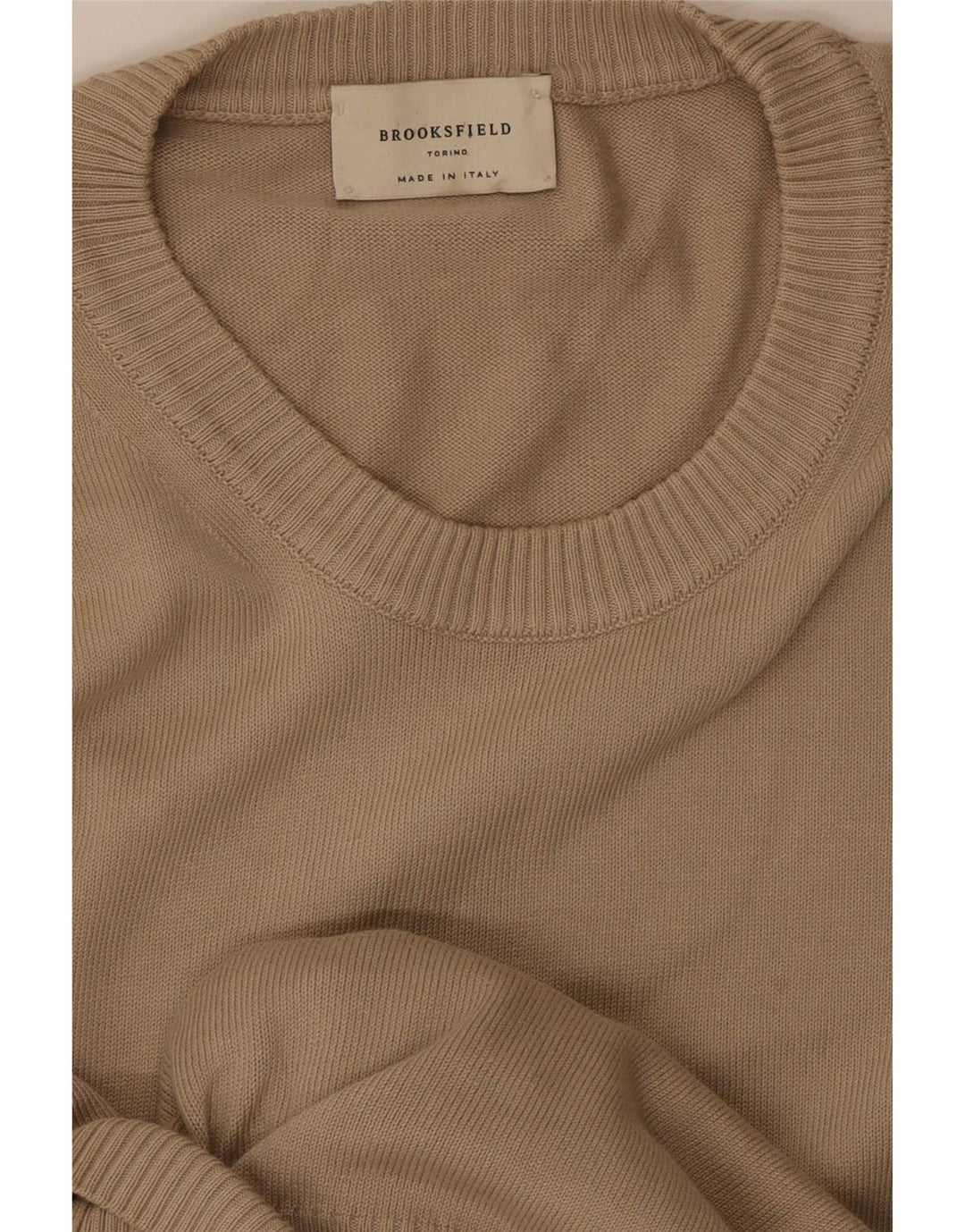 Brooksfield Jersey con cuello redondo para hombre, color beige medio