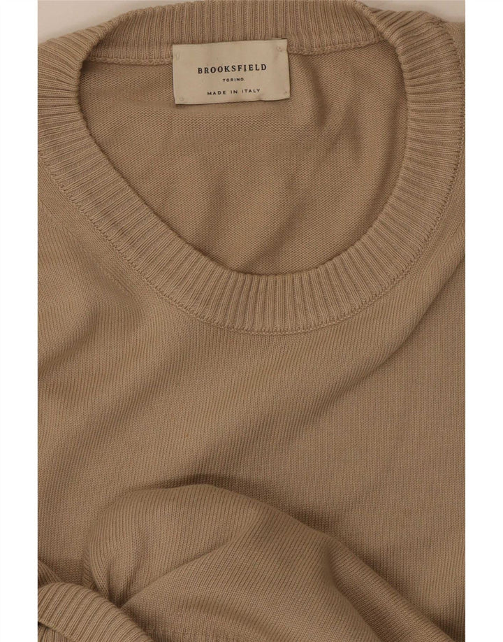 Brooksfield Jersey con cuello redondo para hombre, color beige medio