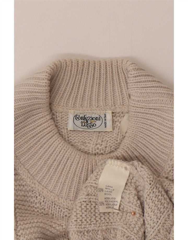 Confezioni Di Lusso Jersey De Cuello Alto Para Hombre De Lana Beige Medio