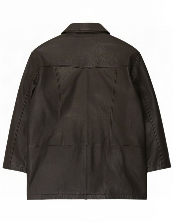 Paolo Negrato Abrigo de cuero para hombre UK 44 2XL Negro
