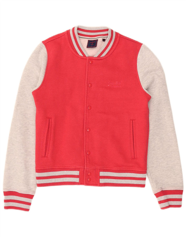 Superdry Chaqueta universitaria para mujer UK 40 Small Rojo Colorblock Algodón
