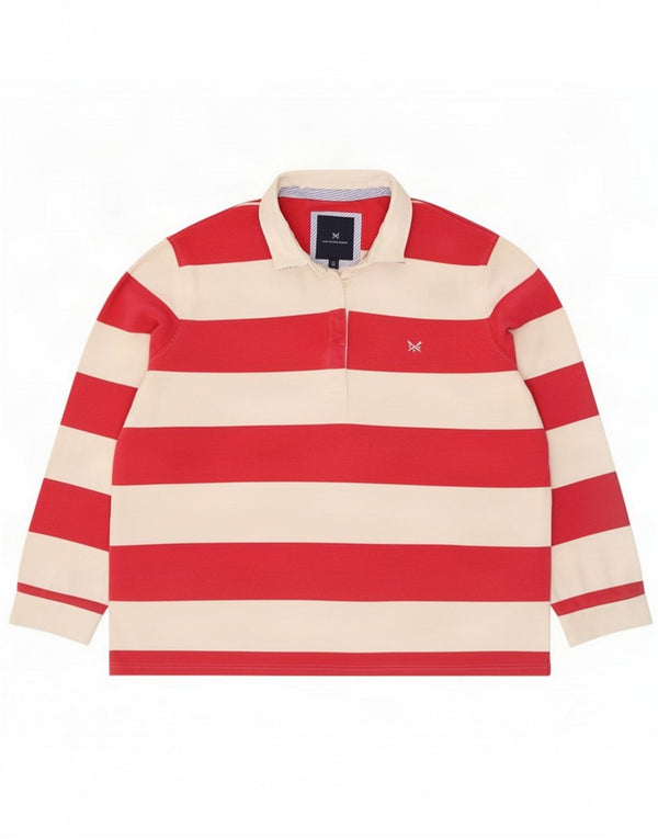 Crew Clothing Womens Long Sleeve Rugby Polo Shirt UK 18 XL Red Striped