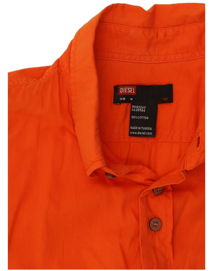DIESEL Camisa Manga Corta Naranja Medio Algodón Hombre
