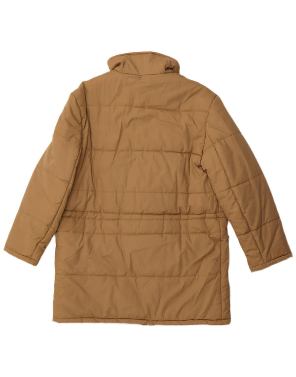 Vintage hombres acolchado abrigo Reino Unido 36 pequeño poliéster beige