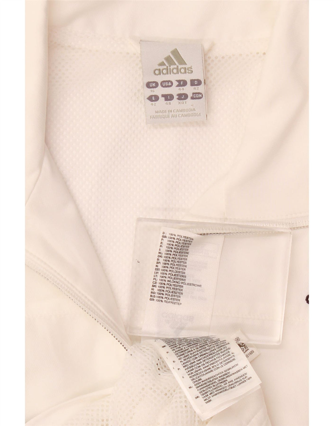 Adidas Mujer Climalite Chándal Top Chaqueta UK 16 Grande Blanco Poliéster