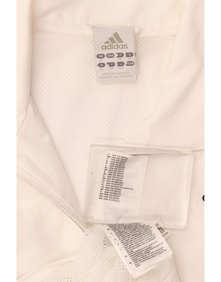 Adidas Mujer Climalite Chándal Top Chaqueta UK 16 Grande Blanco Poliéster