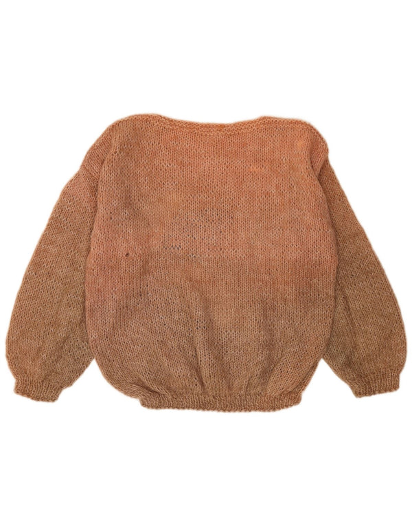 Vintage mujer barco cuello jersey suéter Reino Unido 18 XL marrón colorblock