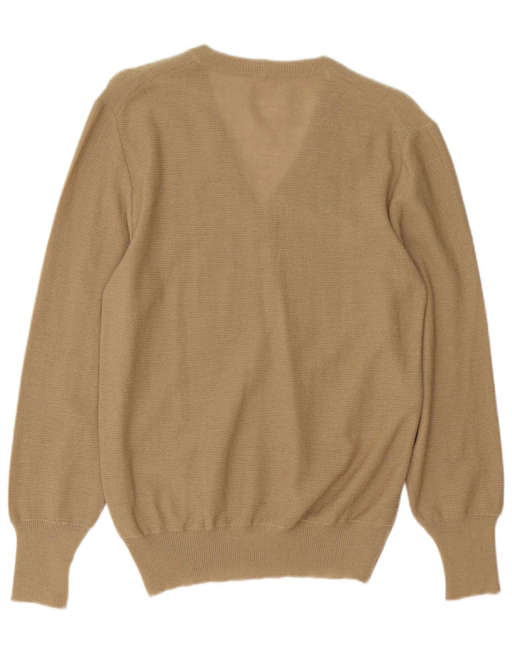 VINTAGE Mujer V-Cuello Jersey Suéter Reino Unido 12 Medio Beige