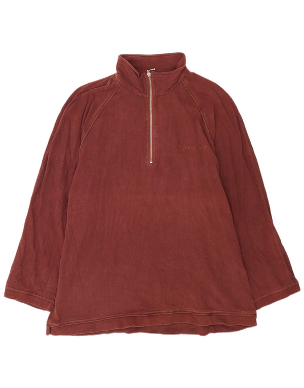Sergio Tacchini Mens 1/4 Zip Top Manga Larga 2XL Algodón Borgoña