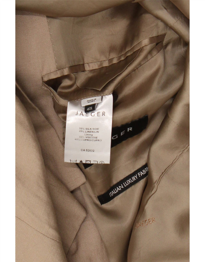Jaeger Chaqueta tipo blazer de 2 botones para hombre UK 40 Large Seda beige
