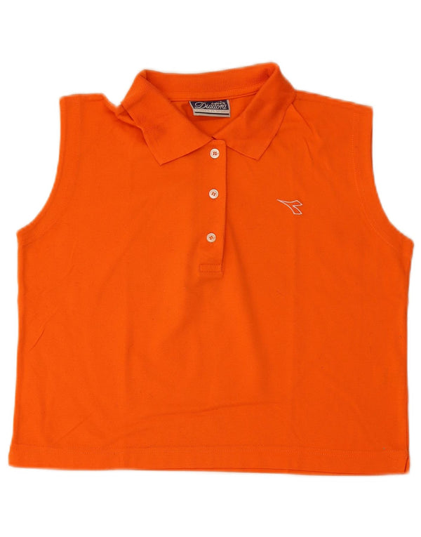 Diadora Polo Corto Sin Mangas Para Mujer UK 44 Algodón Naranja Mediano