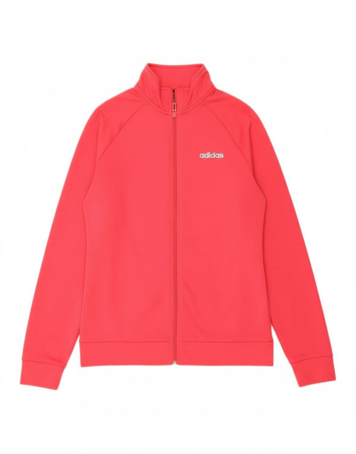 ADIDAS Girls Tracksuit Top Jacket 13-14 Years Pink Polyester