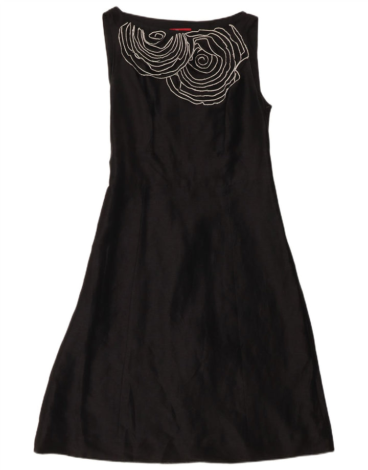Monsoon Vestido acampanado sin mangas con estampado gráfico para mujer UK 44 Mediano Negro Floral