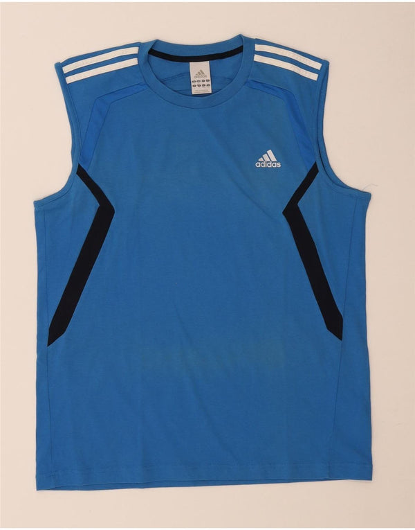 Adidas Hombre Climalite Chaleco Top Grande Azul Colorblock Algodón