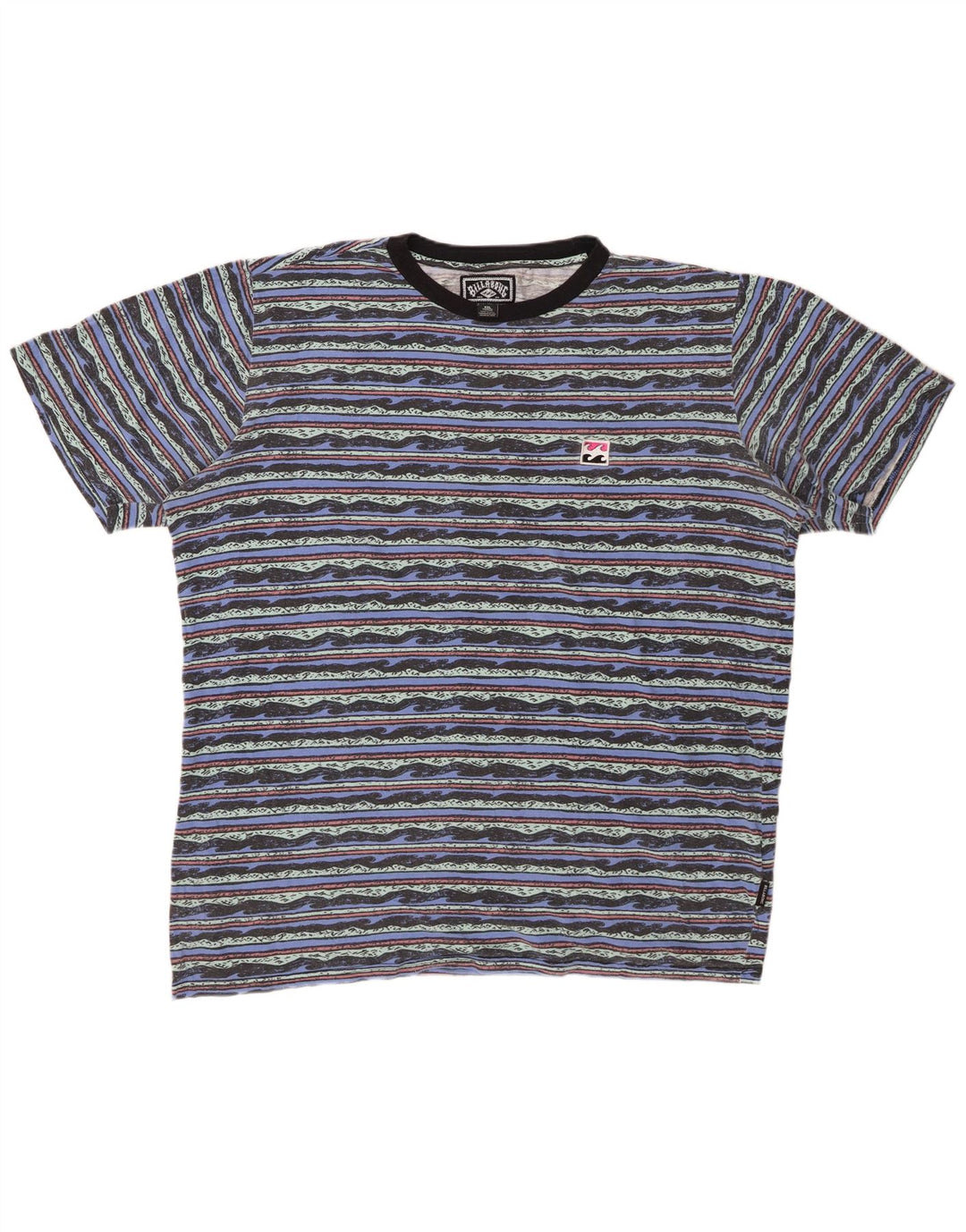 BILLABONG Camiseta gráfica para hombre Top 2XL Algodón a rayas azules