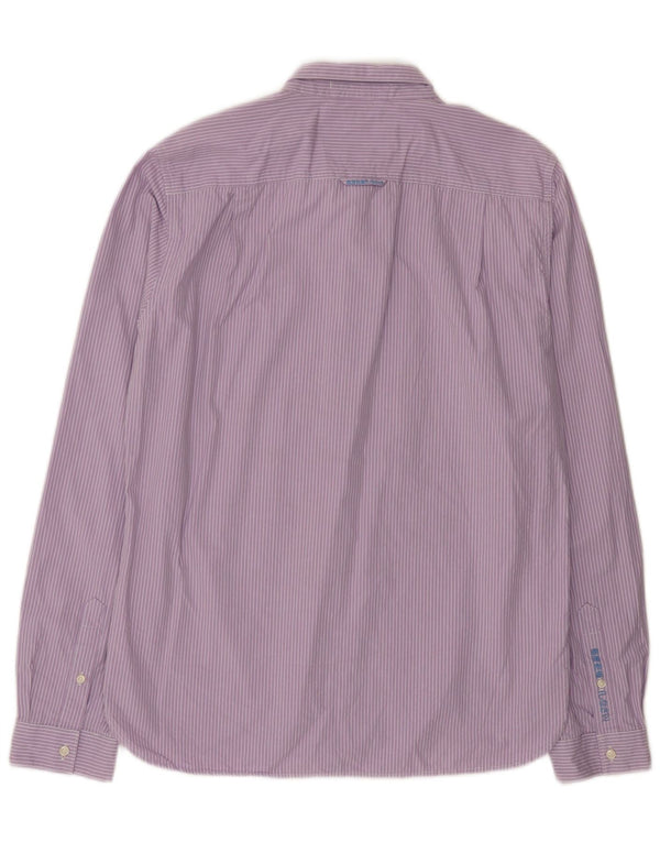 Superdry Camisa extra slim fit para hombre, talla 2XL, de algodón con rayas diplomáticas moradas