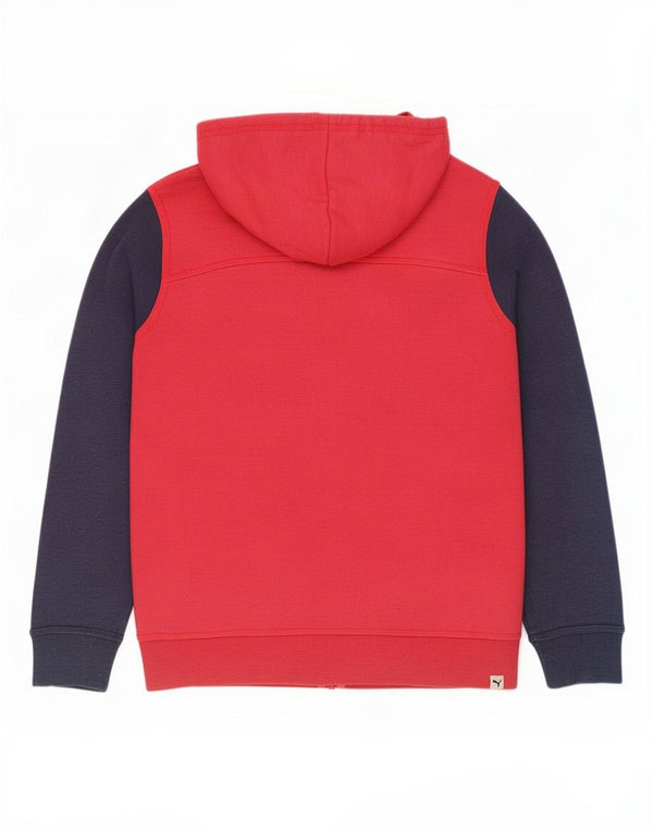 Puma Womens Graphic Zip Hoodie Sweater UK 12 Medium Red Colourblock
