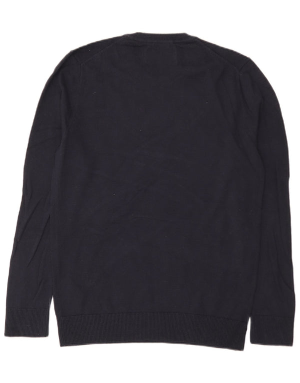 Abercrombie & Fitch Suéter tipo jersey con cuello redondo para hombre Algodón azul marino medio