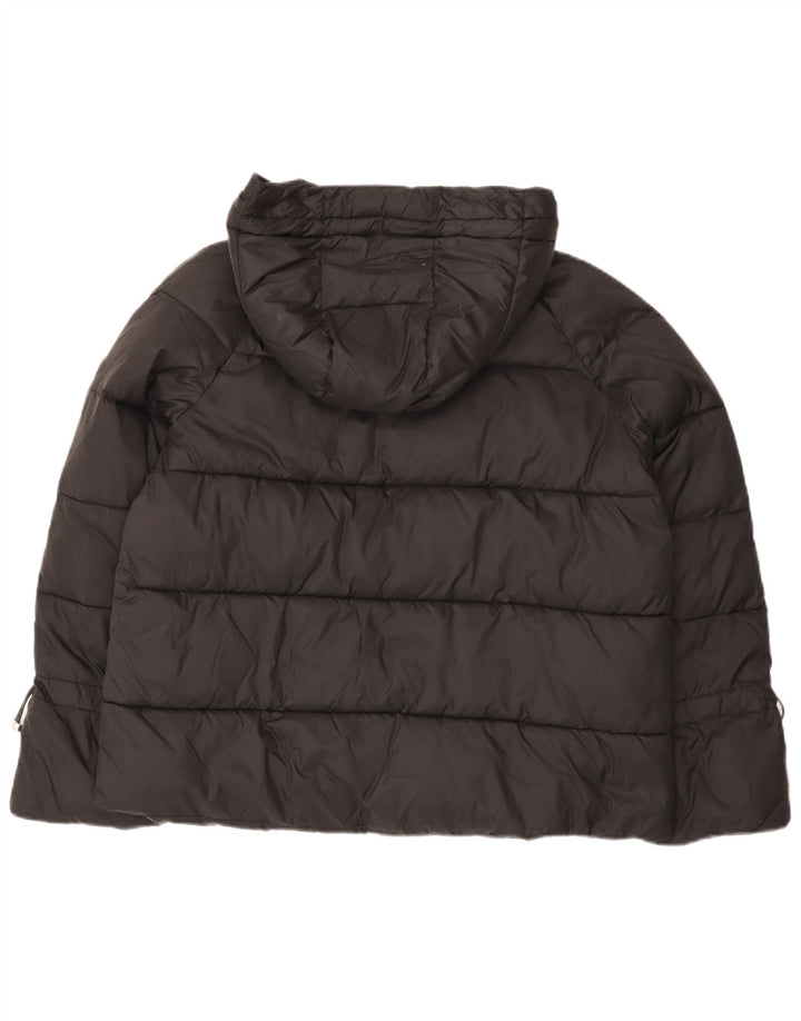 Zara Mujer Chaqueta Acolchada Con Capucha UK 46 Large Nylon Negro