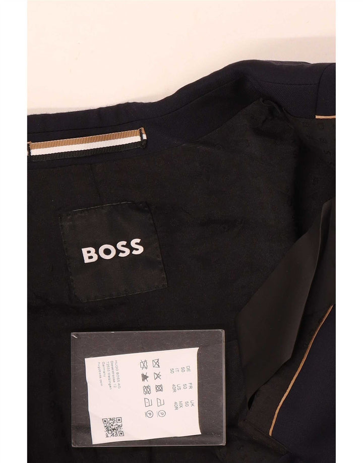 Hugo Boss Chaqueta tipo blazer de 2 botones para hombre EU 50 Grande Lana azul marino