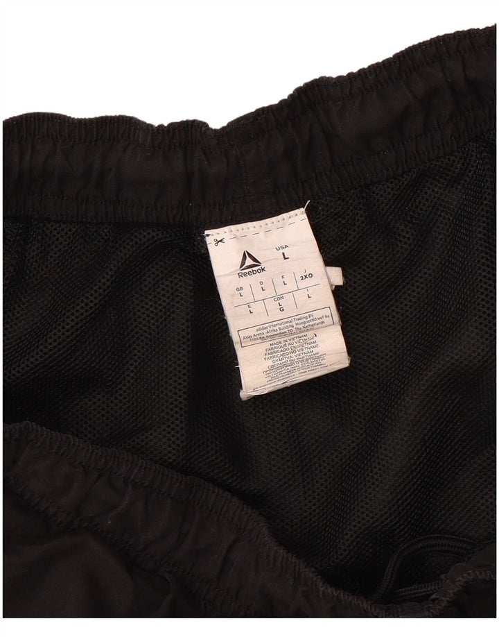 Reebok - Pantalones cortos deportivos para hombre, talla grande, poliéster negro