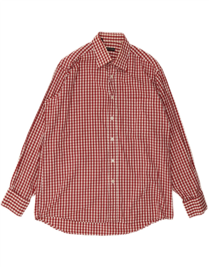 Pierre Cardin Camisa para hombre Talla 41 16 Algodón a cuadros rojo grande