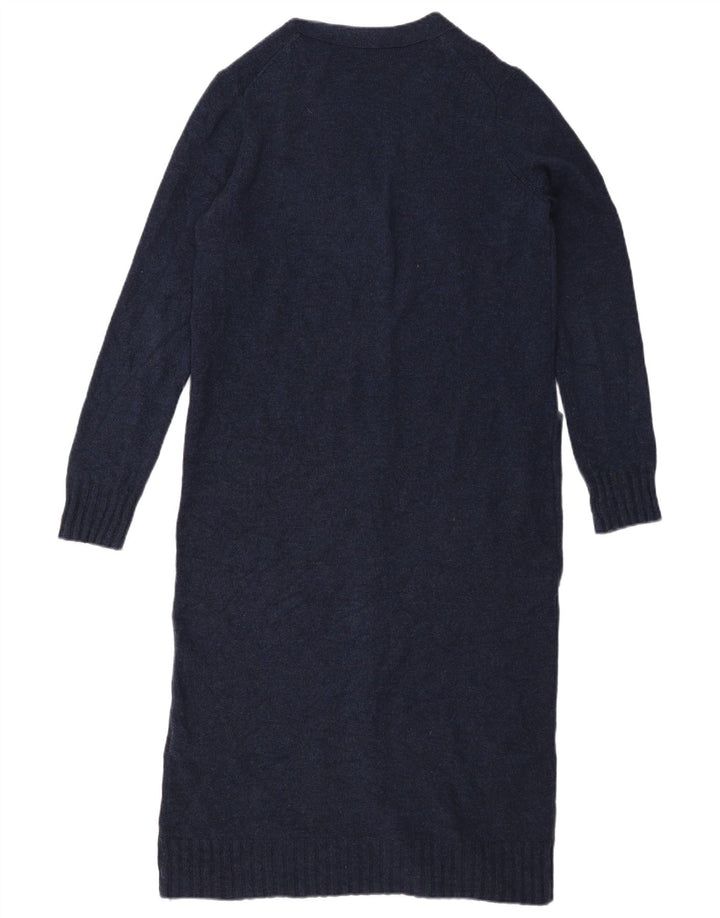 Cos - Cárdigan extragrande para mujer, largo, talla 10, lana azul marino pequeña