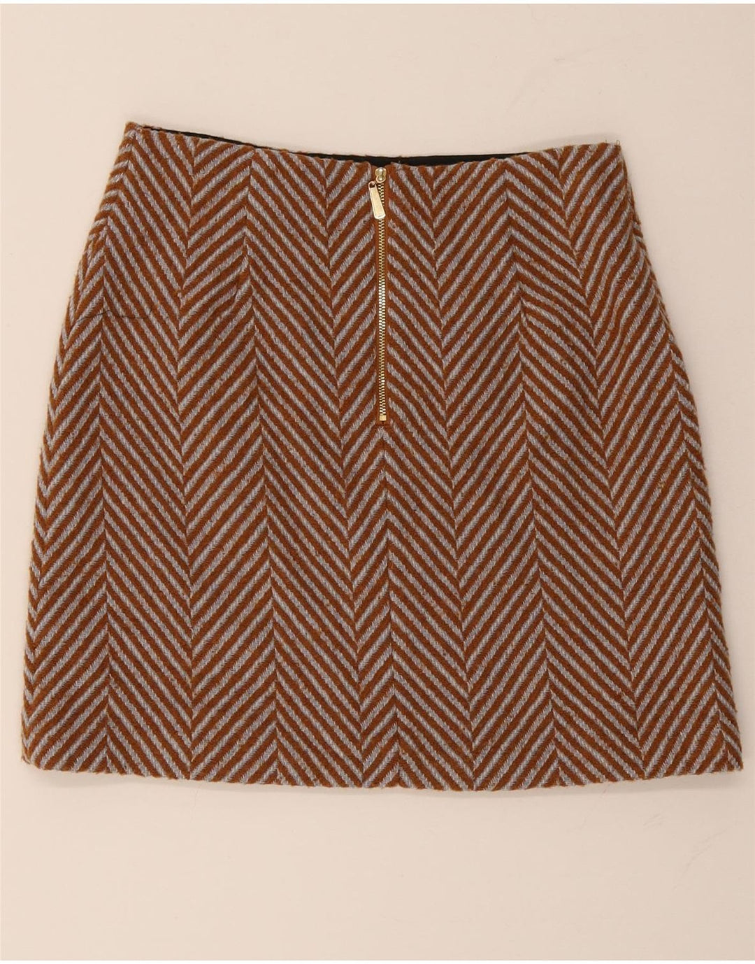 Marks & Spencer Minifalda para mujer UK 10 Small W30 Marrón Herringbone