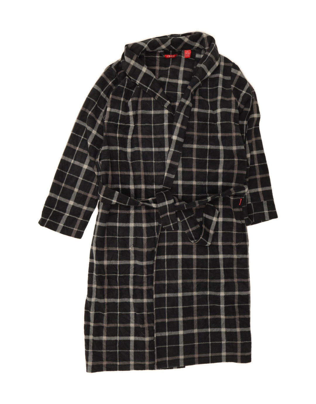 IZOD Mens Fleece Overcoat One Size Black Check Polyester Vintage Izod and Second-Hand Izod from Messina Hembry 