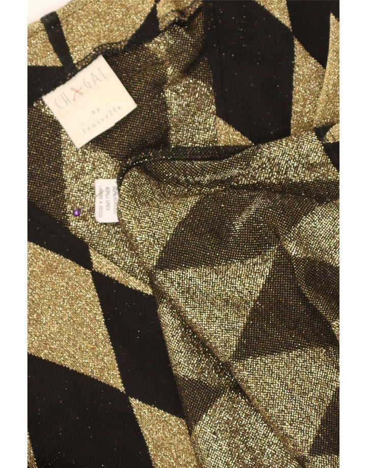 Vintage mujer oversized Cardigan suéter Reino Unido 16 grande negro Argyle/Diamond