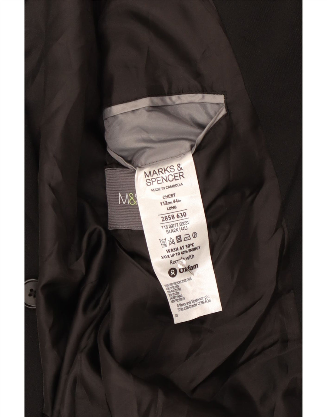 Marks & Spencer Chaqueta tipo blazer con 2 botones para hombre UK 44 XL Poliéster negro