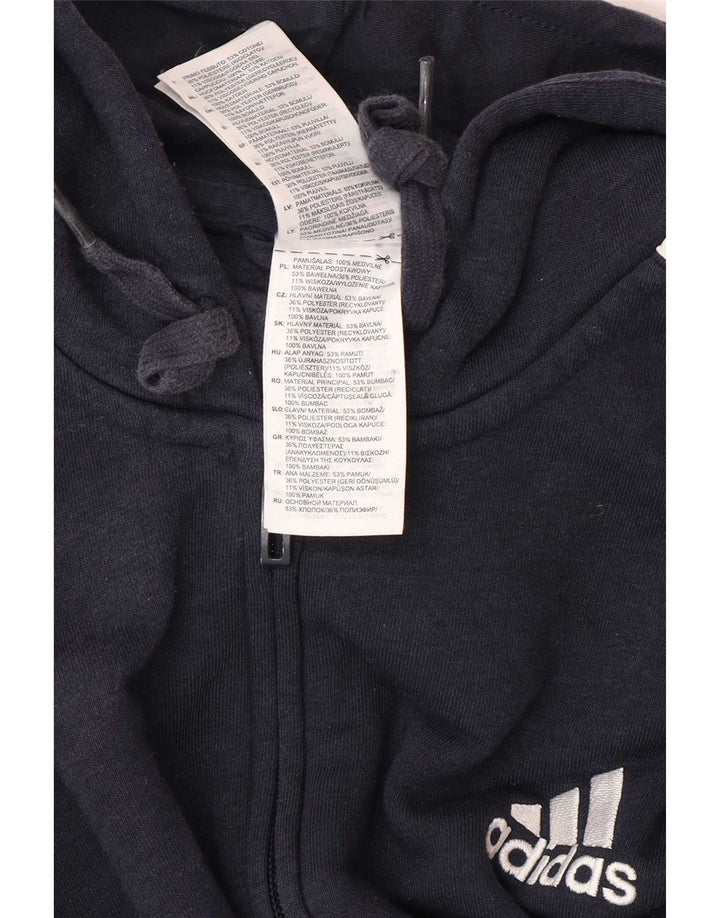 Adidas Hombre Zip Sudadera Con Capucha Suéter Medio Azul Marino Algodón