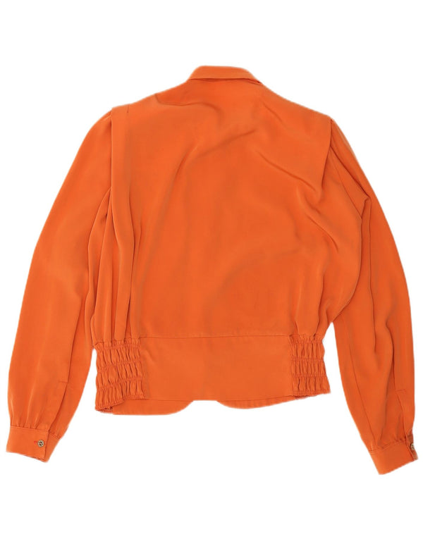 Vintage mujer camisa de gran tamaño blusa Reino Unido 10 pequeño naranja