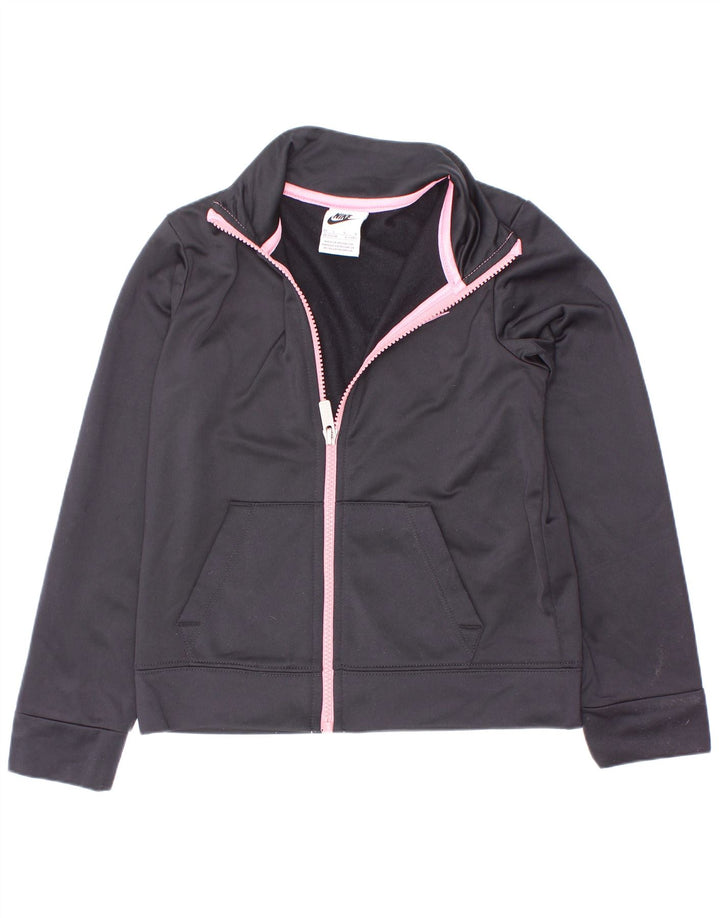 Nike - Chaqueta de chándal para niña, 6-7 años, grande, poliéster, color negro
