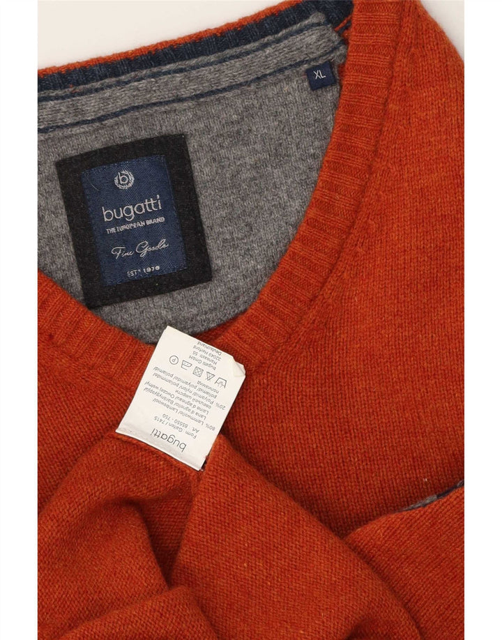 Bugatti Jersey Con Cuello En V Para Hombre XL Lana De Cordero Naranja