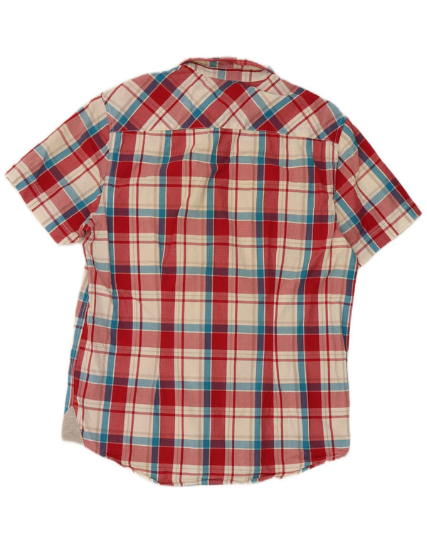 Napapijri Camisa De Manga Corta Para Hombre De Algodón Con Cuadros Rojos Grandes