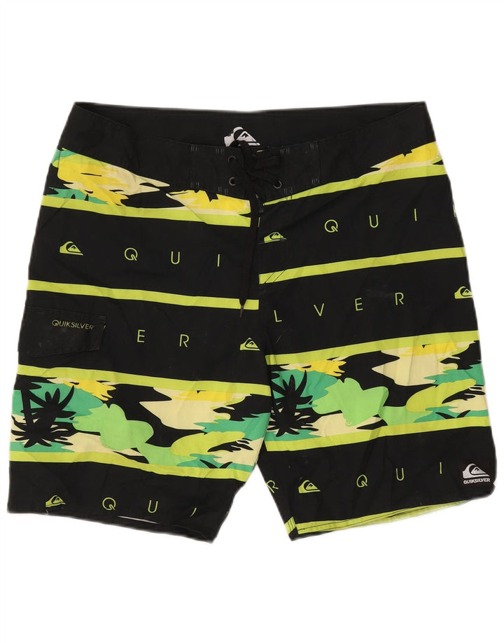 Quiksilver Mens Graphic Bañador Shorts Grande Poliéster A Rayas Negras