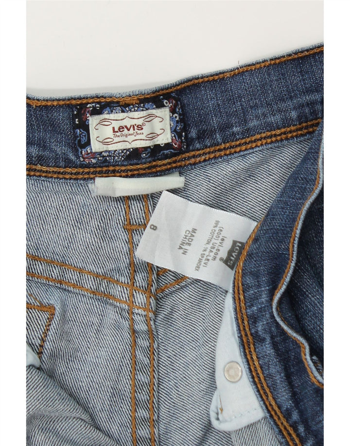 LEVI'S Bermudas para mujer, pantalones cortos de mezclilla desgastados US 8 mediano W28 algodón azul