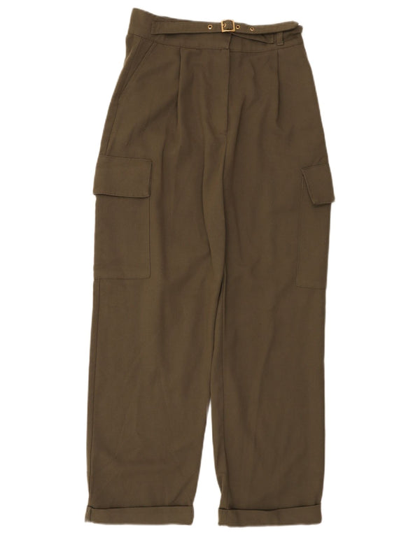 Zara Mujer Pantalones Cargo Holgados De Cintura Alta Mediano W28 L26 Caqui