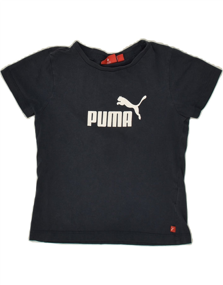 PUMA Boys Graphic T-Shirt Top 9-10 Years Medium  Navy Blue Cotton | Vintage Puma | Thrift | Second-Hand Puma | Used Clothing | Messina Hembry 
