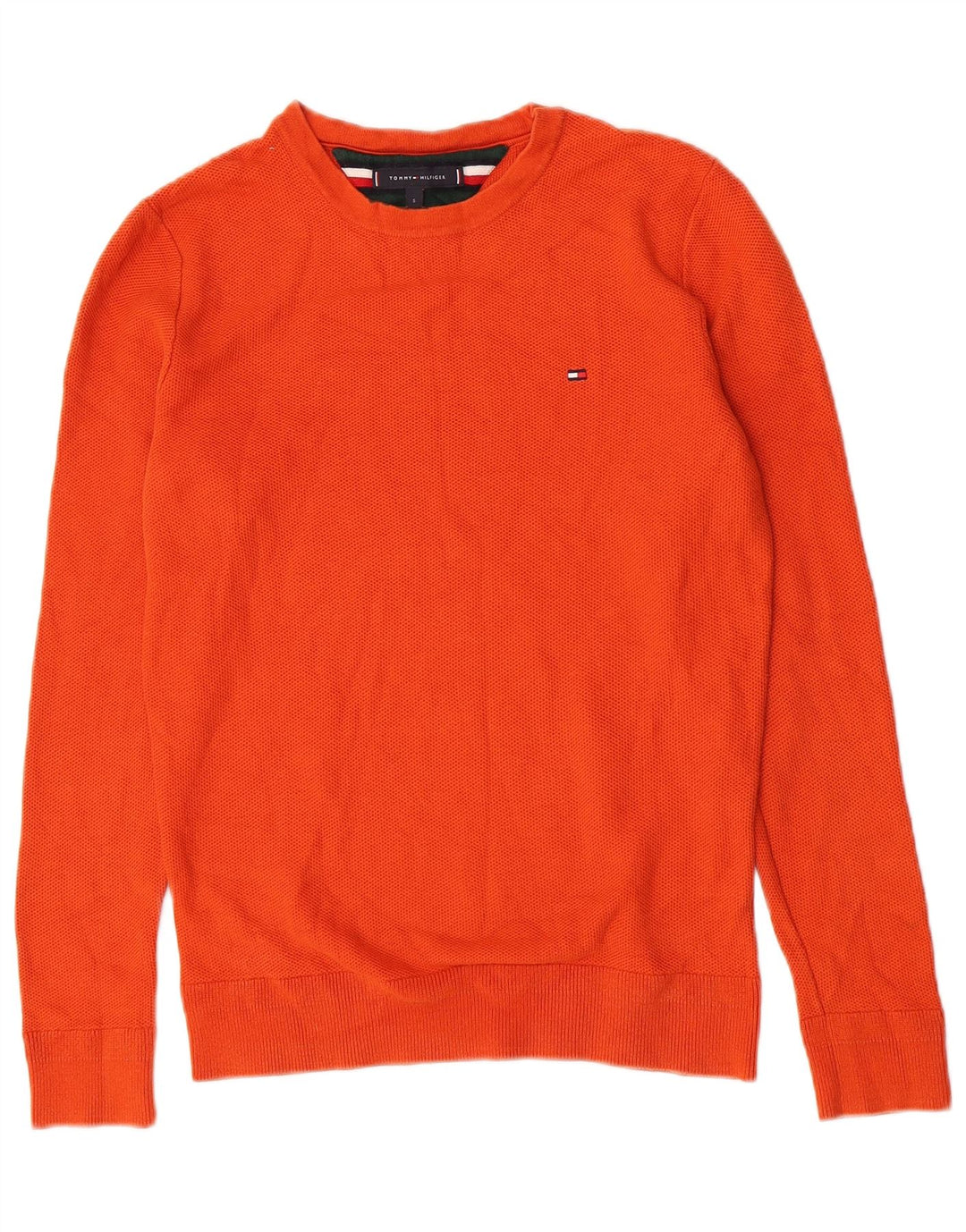 Tommy Hilfiger Jersey con cuello redondo para hombre, talla pequeña, color naranja