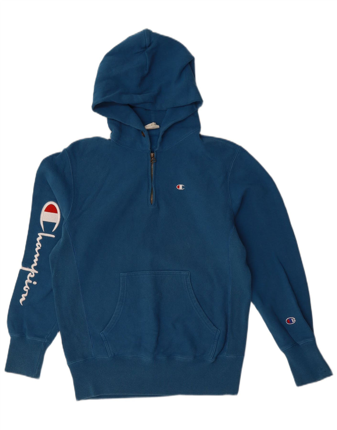 Champion Sudadera Con Capucha Y Cuello Con Cremallera Gráfica De Algodón Azul Medio