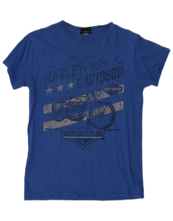 Harley Davidson - Camiseta gráfica para hombre, talla pequeña, color azul