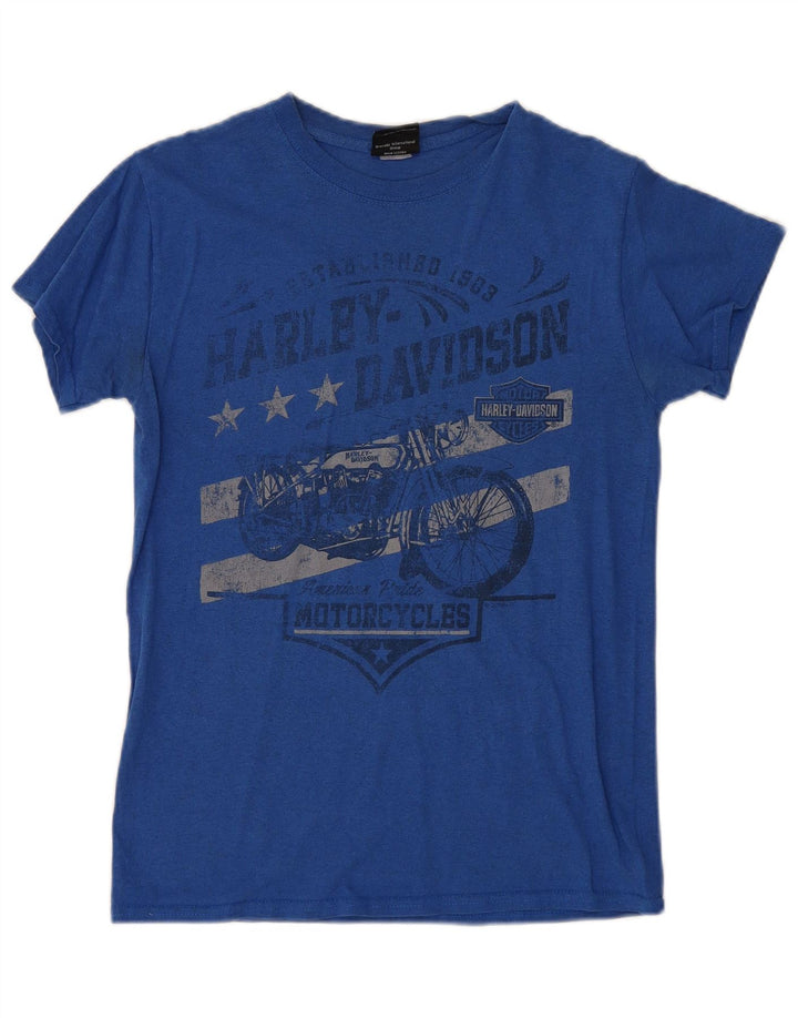 Harley Davidson - Camiseta gráfica para hombre, talla pequeña, color azul
