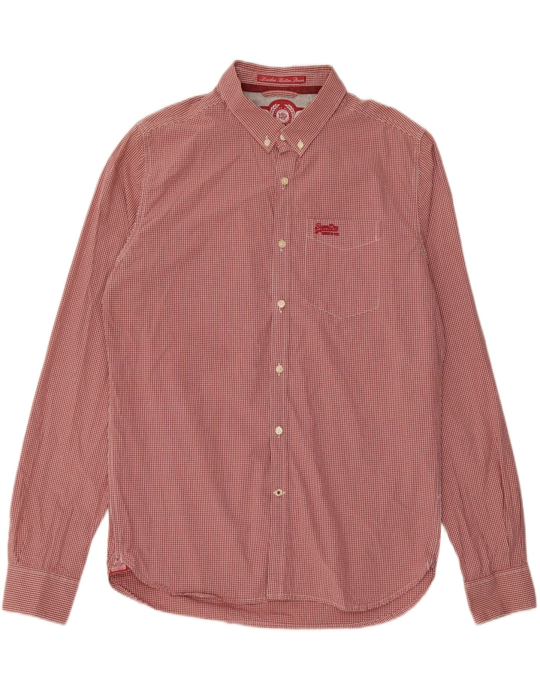 SUPERDRY Camisa Hombre XL Algodón Vichy Rojo