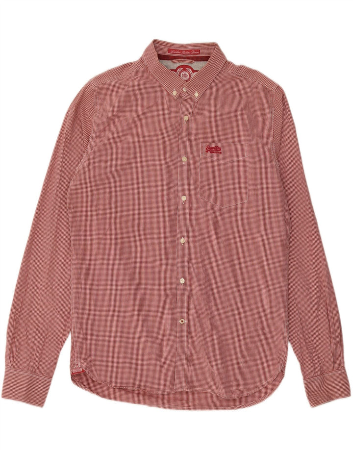 SUPERDRY Camisa Hombre XL Algodón Vichy Rojo