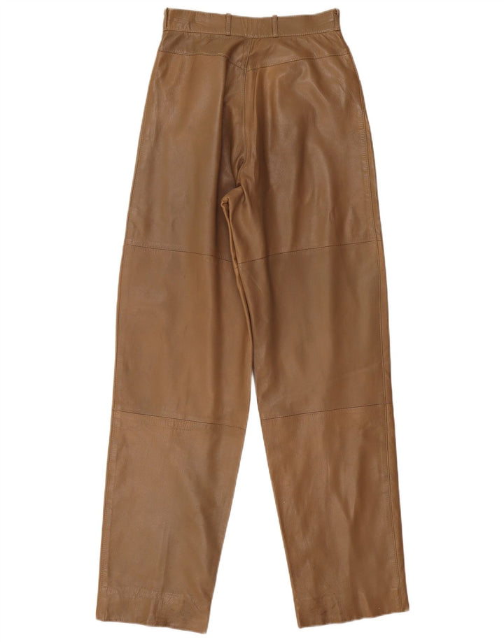 VINTAGE Pantalones de cuero holgados para mujer W26 L32 Beige