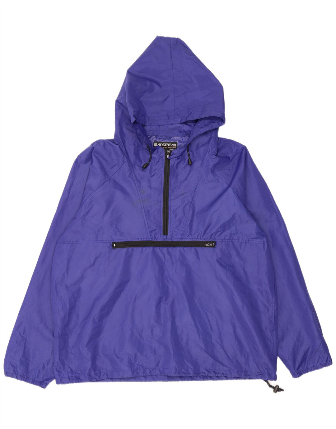 Vintage hombres con capucha pullover chaqueta de lluvia Reino Unido 40 poliéster púrpura grande