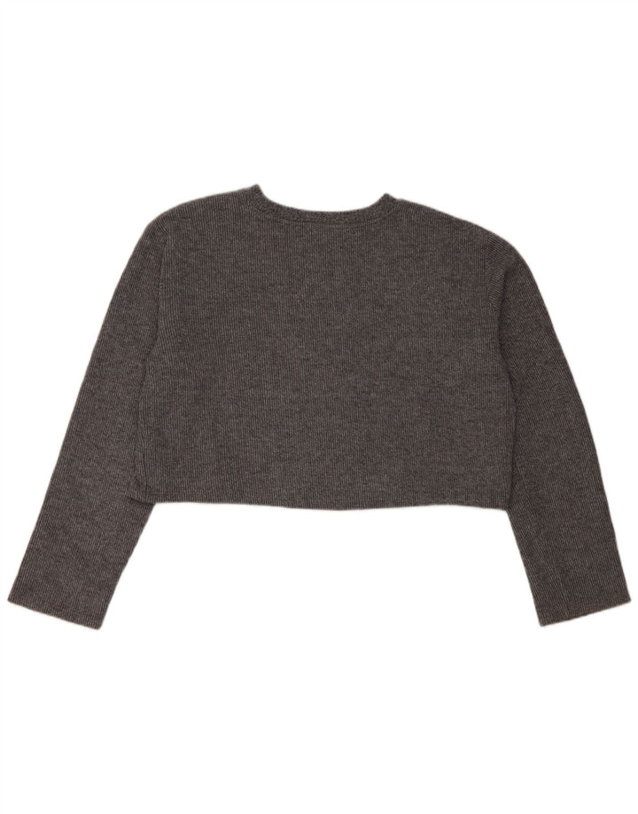 Zara Mujer Crop Top Manga Larga UK 46 Grande Gris